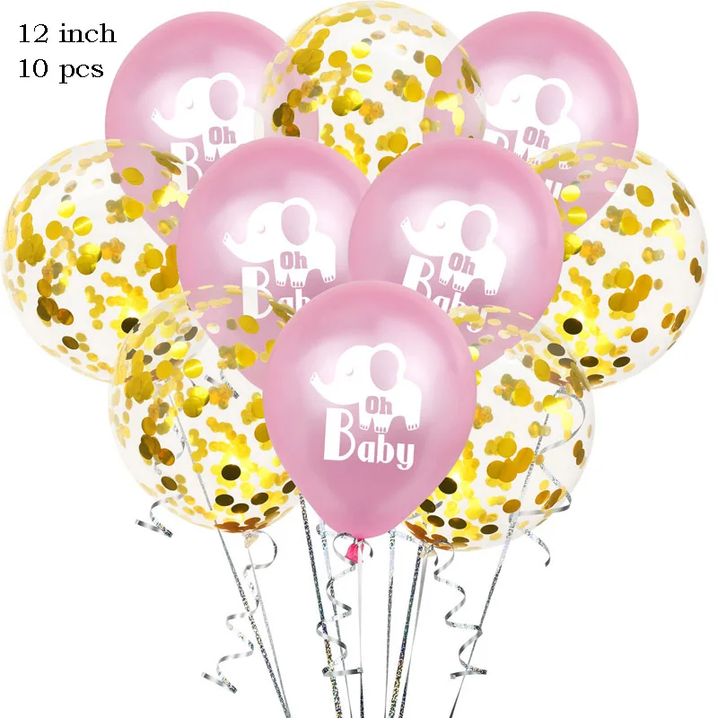 8 Leeiu Happy Birthday Oh Baby Elephant Balloons Baby Shower Silver Confetti Ballons Birthday Decoration Jungle Party Supplies - Color: 8