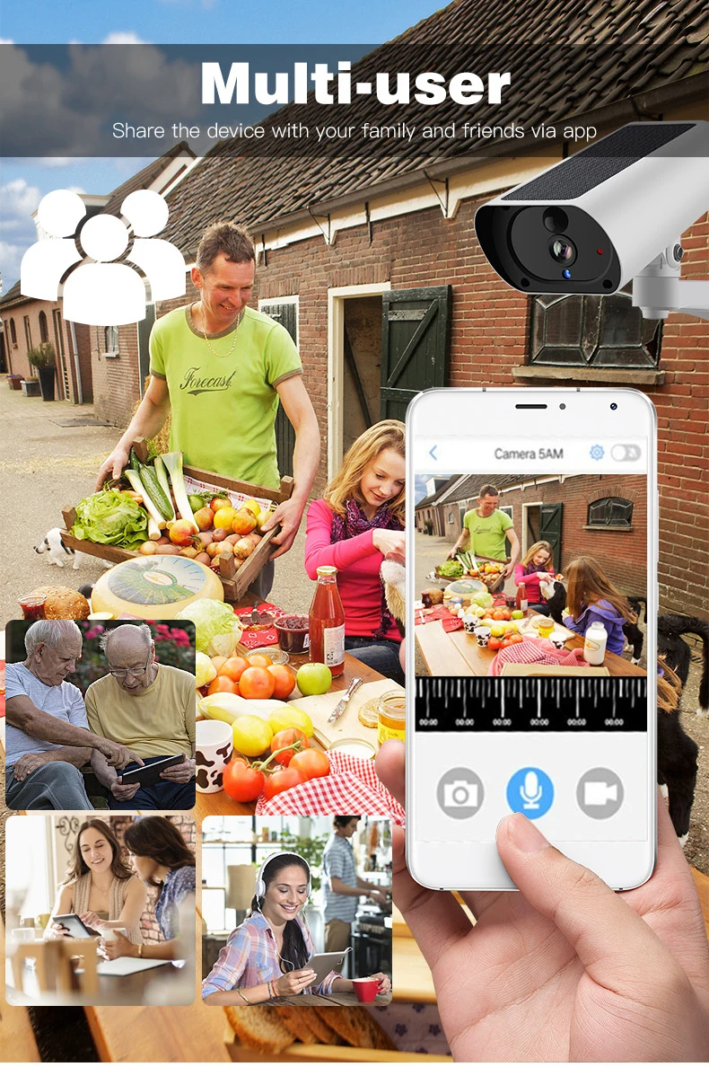 1080P full HD Солнечная беспроводная IP камера WiFi Водонепроницаемая Камера Безопасности ИК ночного видения камеры видеонаблюдения CCTV зонд