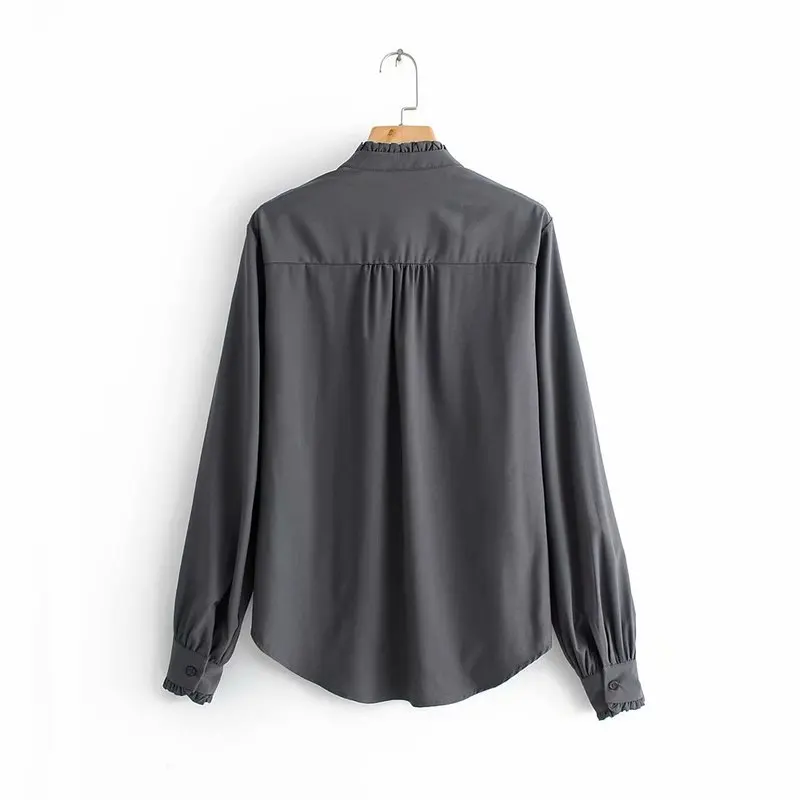 Fashion Women TC38-6298 European and American fashion agaric edge collar shirt |