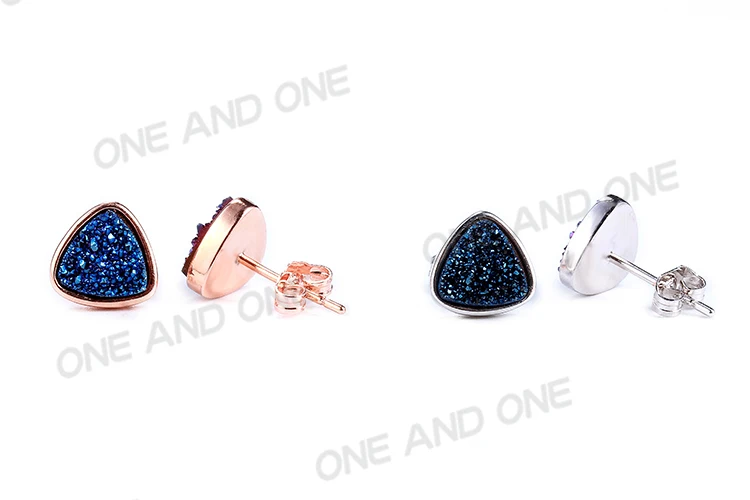 10 пар drusy серьги треугольник 8 мм натуральный Druzy серьги-гвоздики