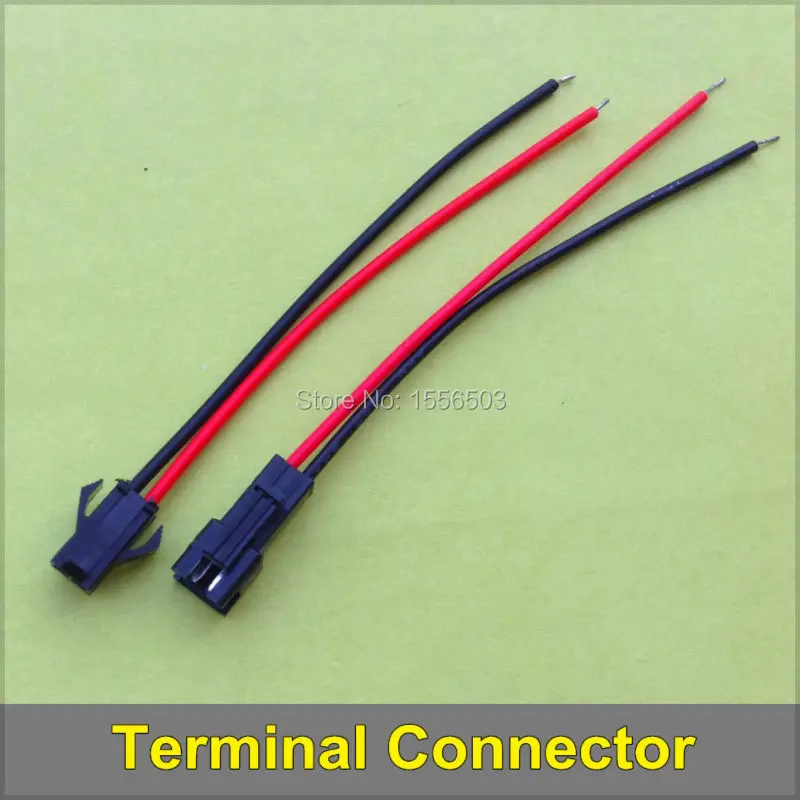 50 Pairs/lot Terminals Connector 2pin Cable 10cm JST Red Black Wire Male Female Plug Led SMP Electronic | Обустройство дома