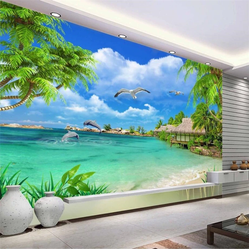 

beibehang Custom wallpaper living room bedroom murals HD coconut landscape murals TV backdrop decorative painting