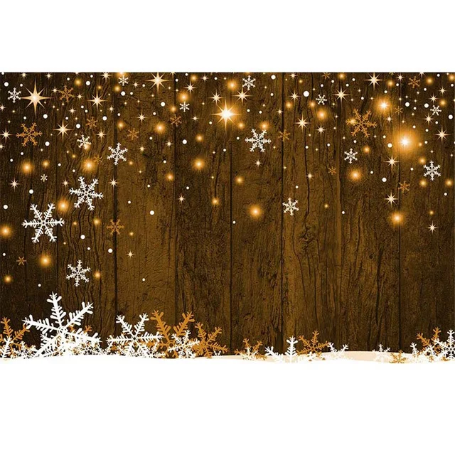 

Vinyl Snowflakes Wooden Wall Backdrop for Photography Bokeh Polka Dots Baby Kids Christmas Party Photo Booth Background 773