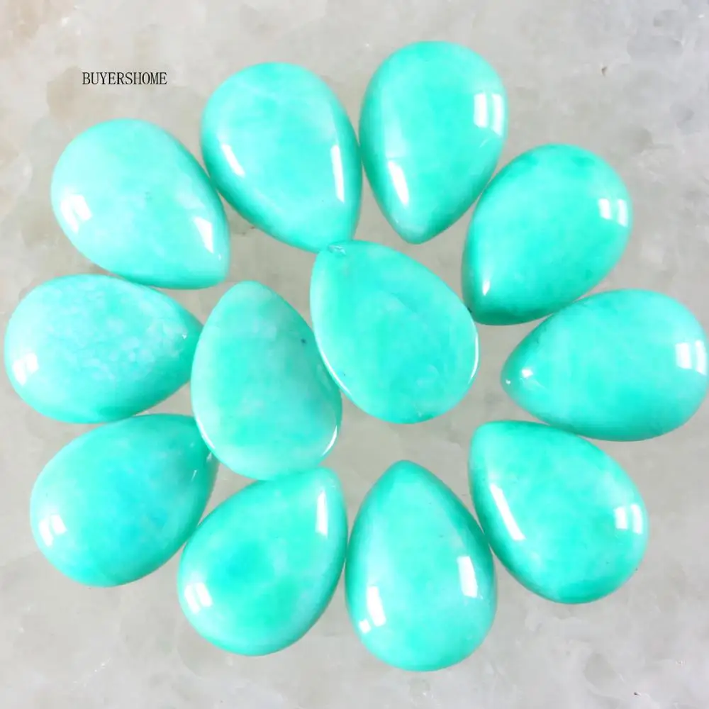 10Pcs 13x18MM Cabochon CAB Natural Stone Green Amazonite No Drilled Hole Water Drop Bead For DIY Jewelry Making Ring K816 | Украшения и