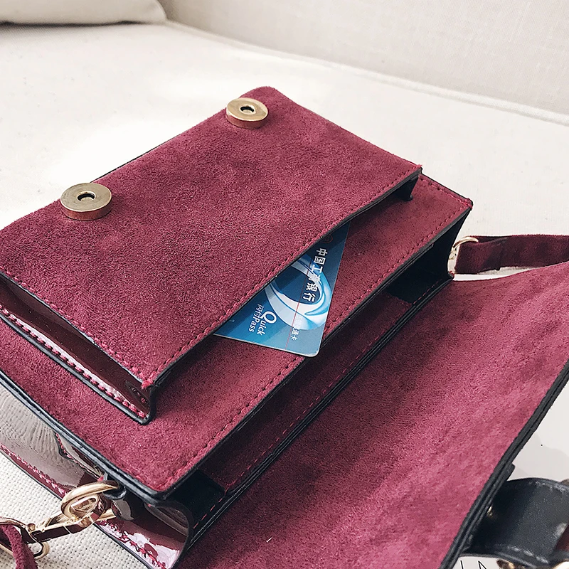 Красный нубук замша сумка для Для женщин Tote 2018 женская сумочка кошелек Лоскутная