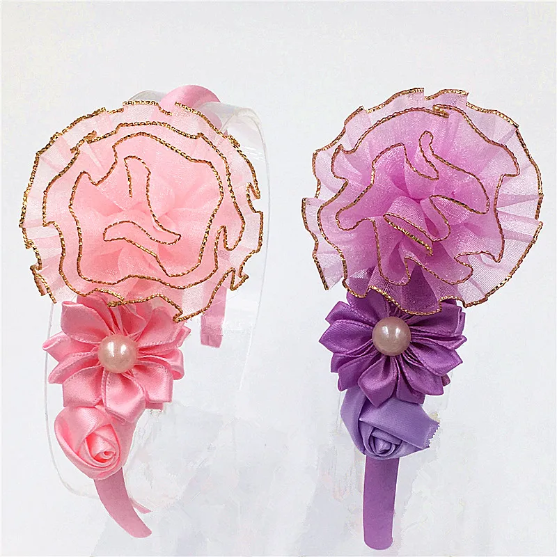Женская Кружевная повязка на голову с крупными цветами|girls hair accessories|hair accessoriescute