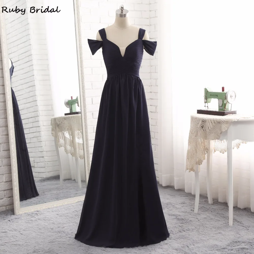Ruby Bridal Vestido De Festa длинное вечернее платье темно синего цвета шифоновые складки а
