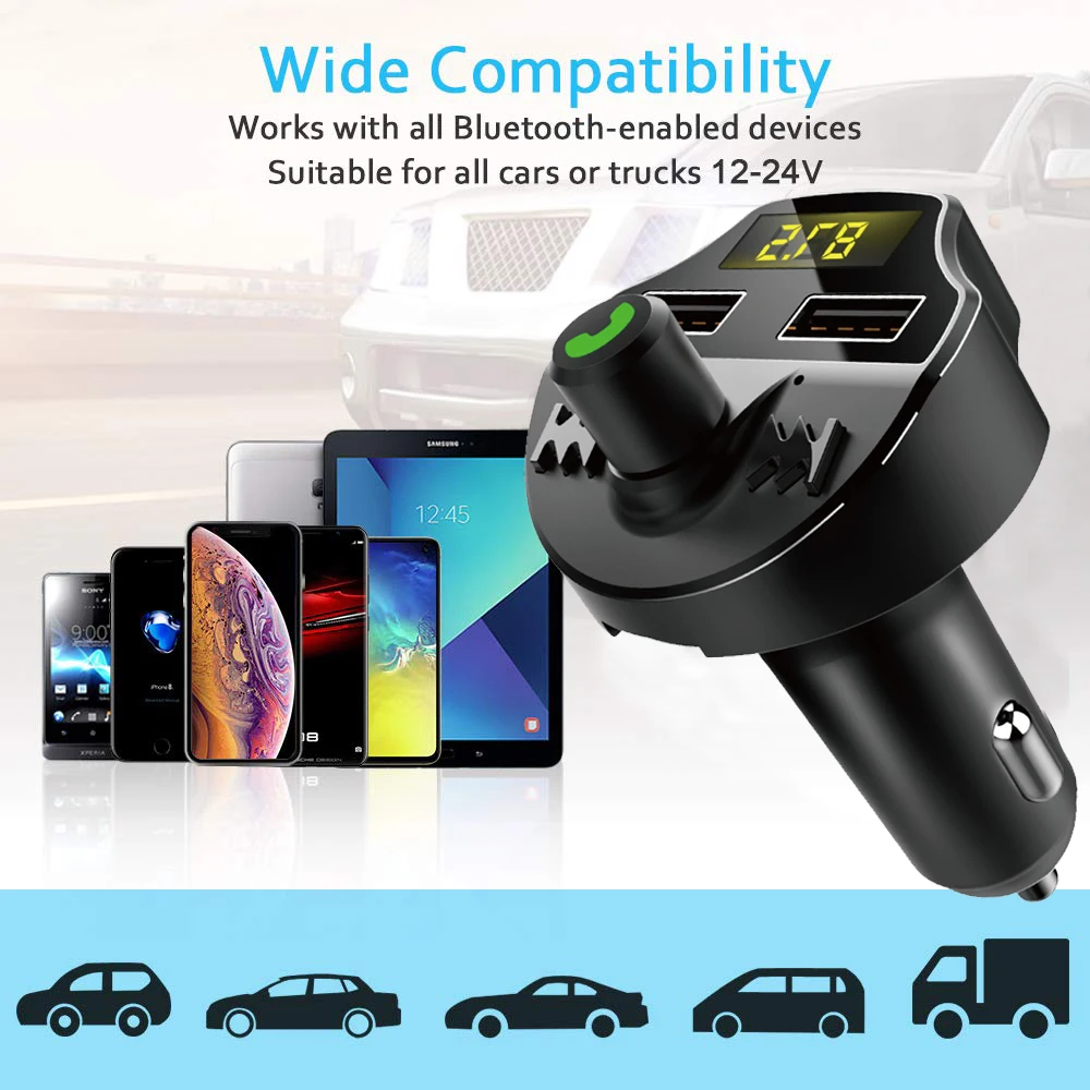 Автомобильный FM-трансмиттер JINSERTA Bluetooth 5 0 беспроводной громкая связь mp3-плеер 3 1 А