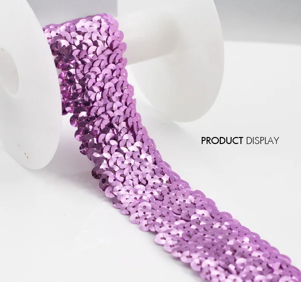 Вышитая бисером ткань 4 ряда фиолетовые пайетки эластичная кружевная лента для