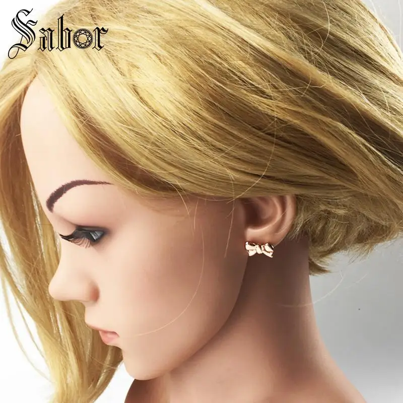 Серьги-гвоздики с бантиком розового золота 2020 новые ювелирные изделия