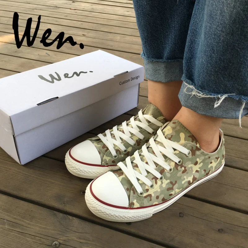 Вэнь оригинальный дизайн Ручная роспись обувь Специальные силы Камуфляжный узор