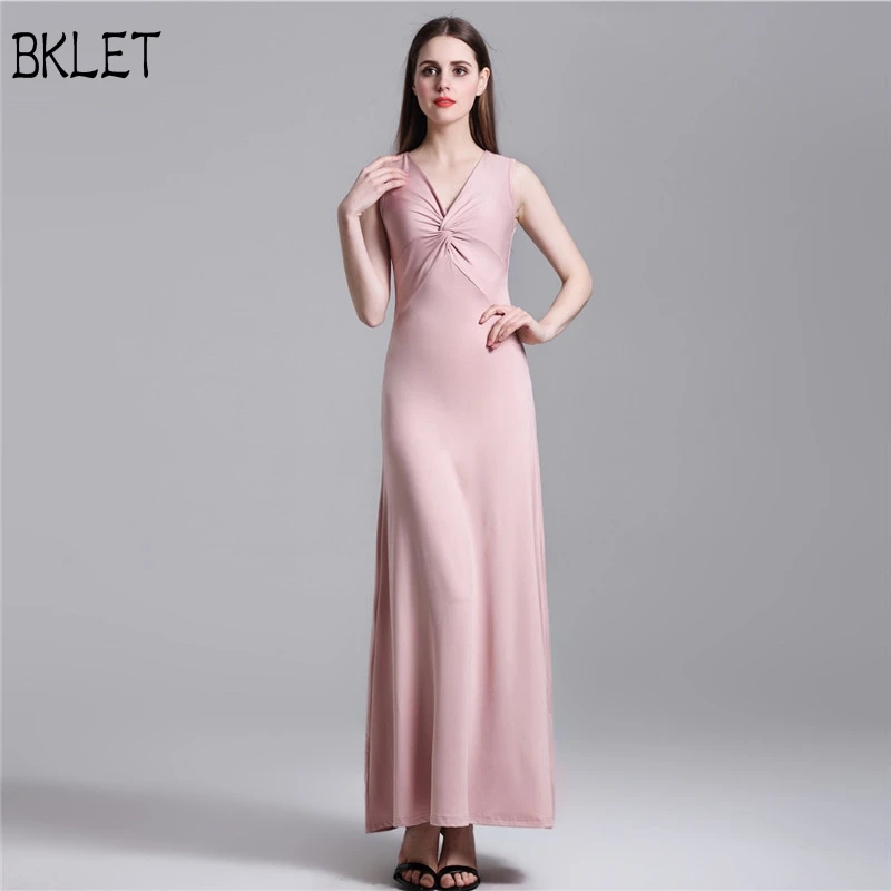 2018 Новое Женское летнее сексуальное Элегантное платье без рукавов с v-образным