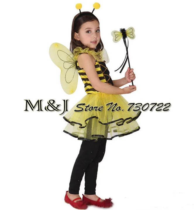 

Free shipping!!Bee female children suit Halloween Cosplay costume kindergarten stage performance clothing