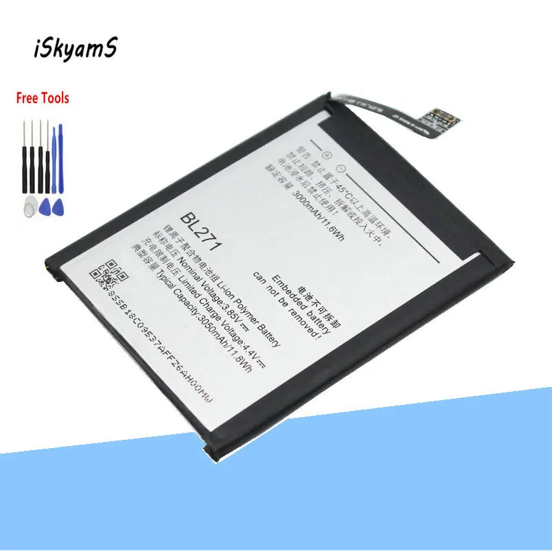 ISkyamS 1x3000 мАч bl271 литий полимерный аккумулятор высокого качества BL271 для Lenovo Edge Z2 X