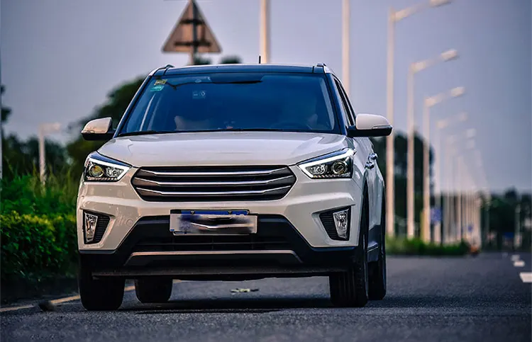 2 шт. светодиодный фары для hyundai ix25 Автомобильный светодиодный фонарь двойной ксеноновый Объектив Автомобильные аксессуары дневные ходовые огни противотуманные фары