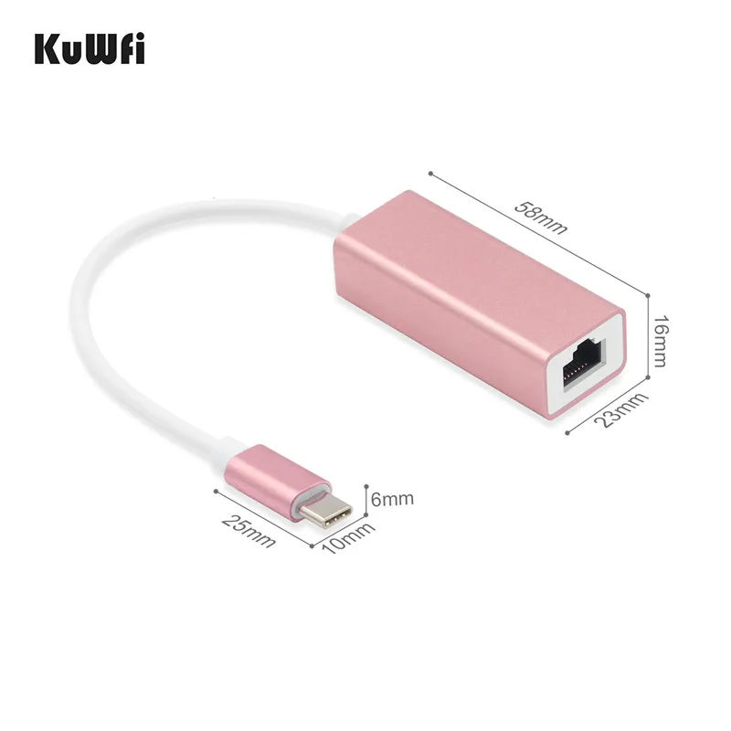 KuWfi 10/100 Мбит/с Type C RJ45 Lan адаптер USB Ethernet сетевая карта для MacBook|Сетевые карты| |