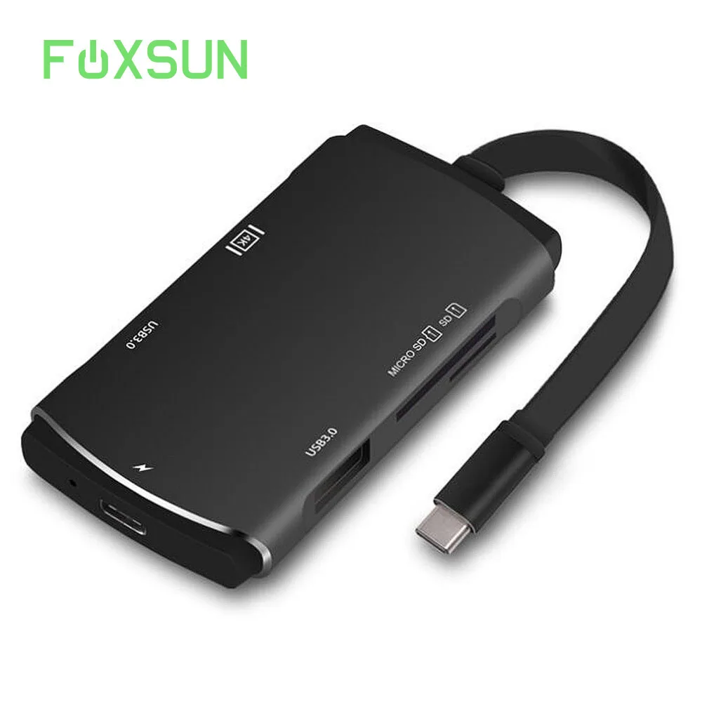 

Алюминиевый концентратор USB C 7 в 1, адаптер USB 3,0 типа C с Type C , 4K HDMI-совместимый, 2 порта USB 3,0, устройство для чтения карт SD/Micro
