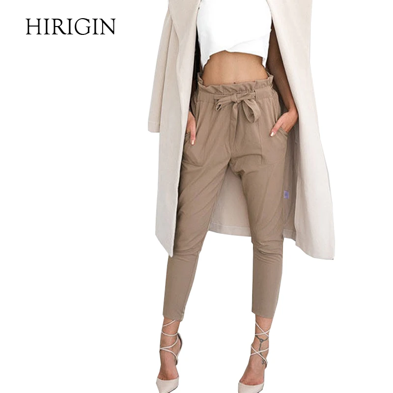 Женские Эластичные шаровары с высокой талией повседневные до щиколотки дамские