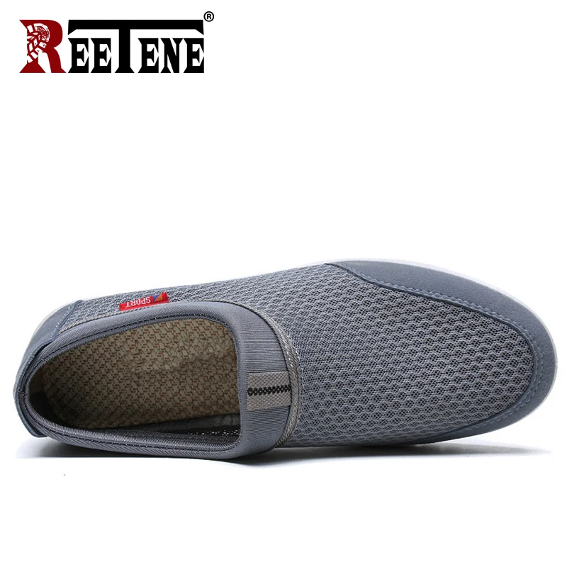 REETENE/2019 модные летние мужские лоферы без шнуровки кроссовки с дышащей сеткой