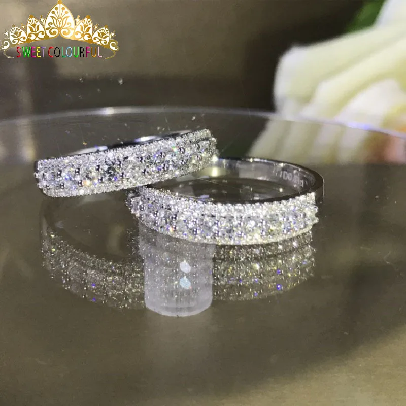 Свадебное кольцо с бриллиантом 100% Муассанит подлинное 18K 750 Белое золото D Цвет VVS