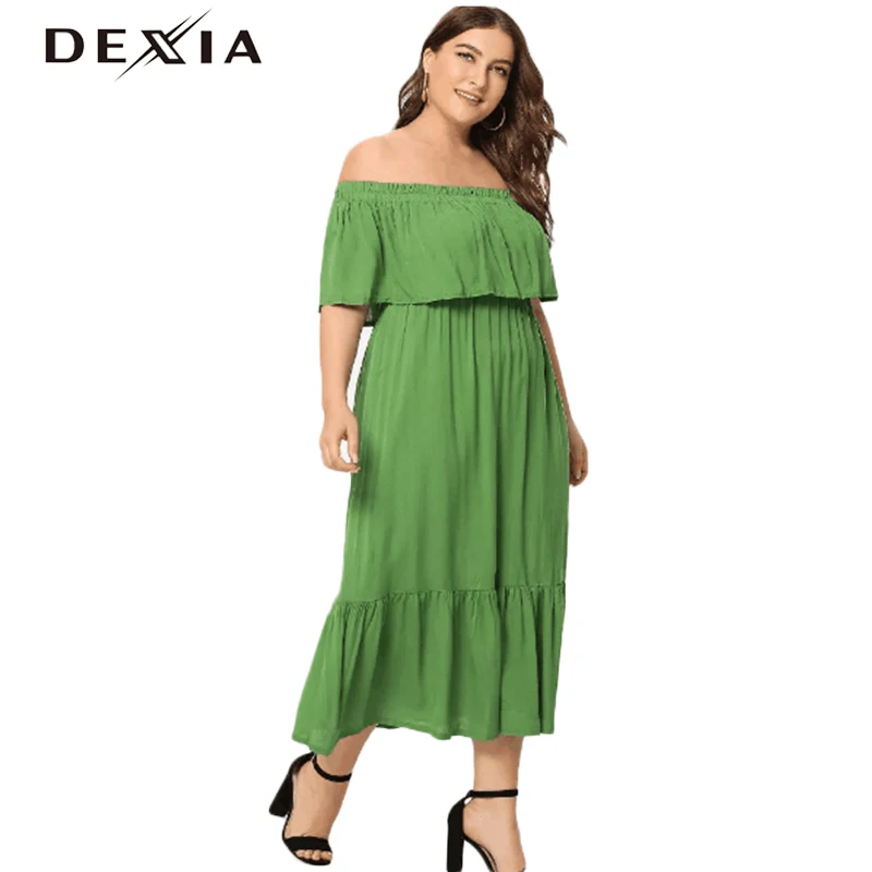DEXIA лето плюс размеры 3XL 4XL 5XL для женщин большой платье повседневное однотонные