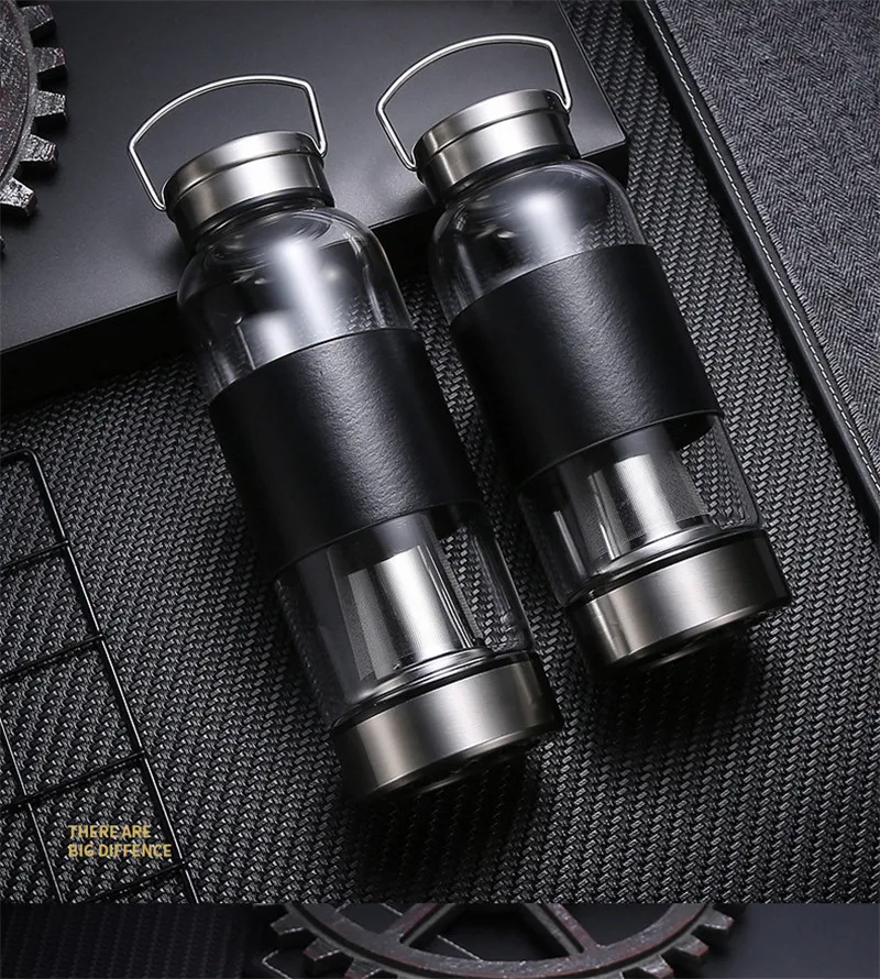 750ml 900ml 1100ml Large capacity Portable Glass Tea Bottle Tea Infuser Glass Tumbler Stainless Steel Filters The Tea Filter