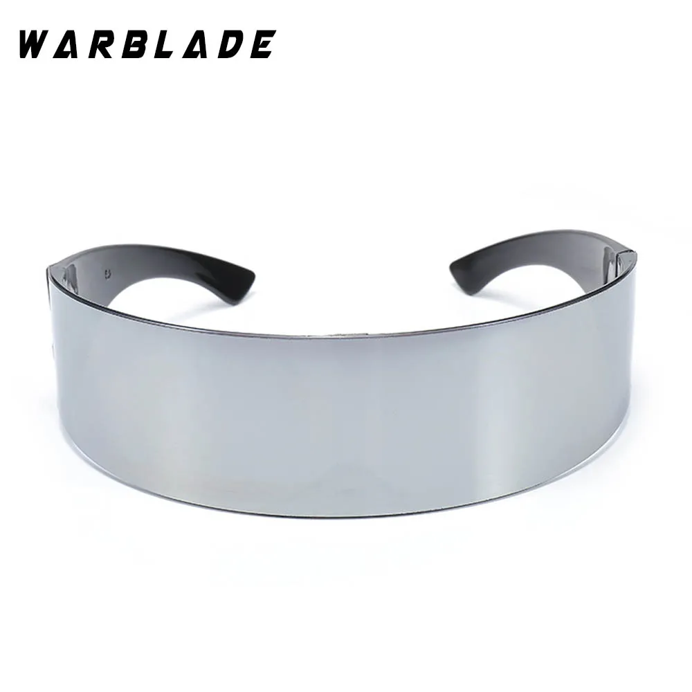 Женские и мужские солнцезащитные очки в черной оправе WARBLADE цельные с плоской