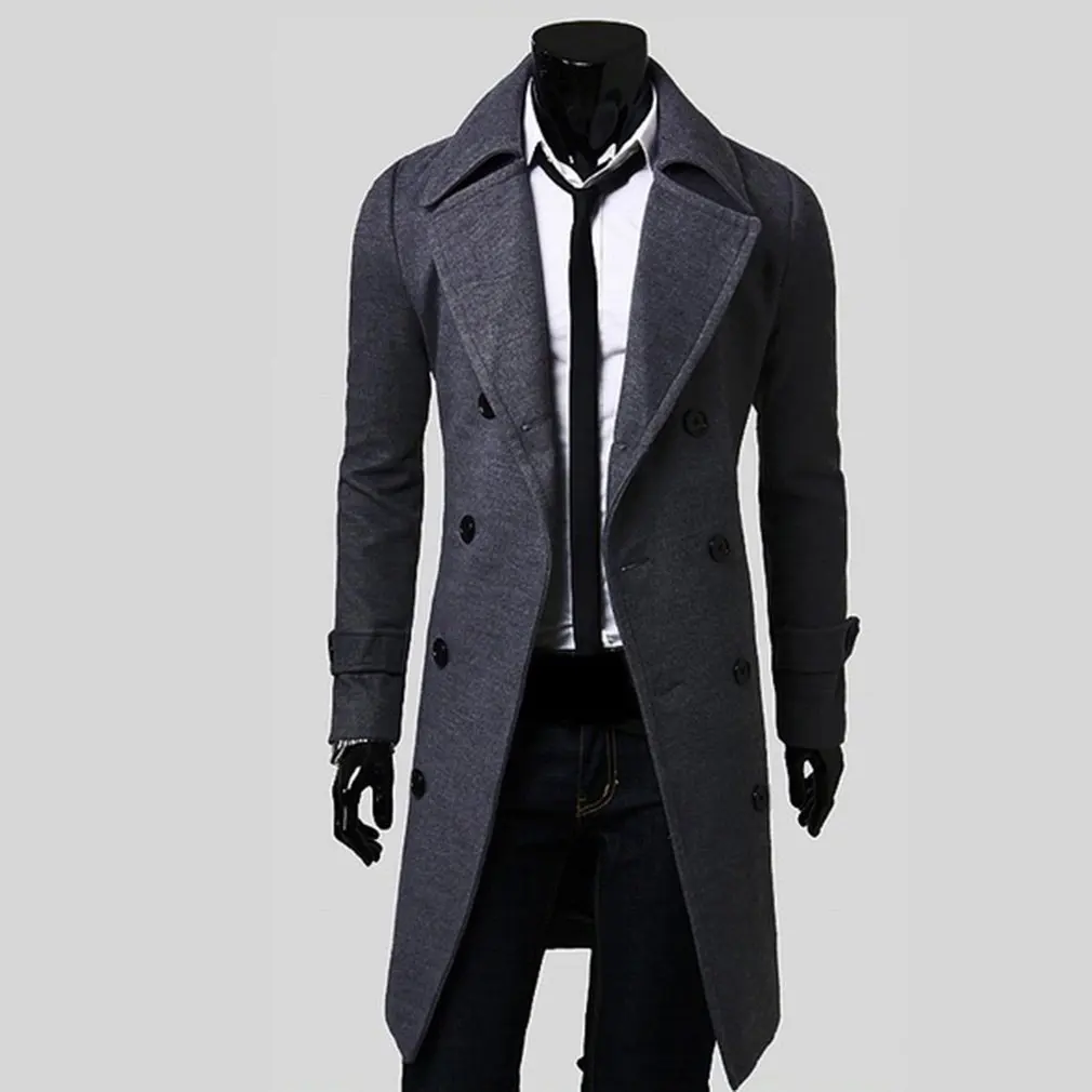 2018 мужское длинное пальто с отложным воротником осенне зимняя верхняя одежда