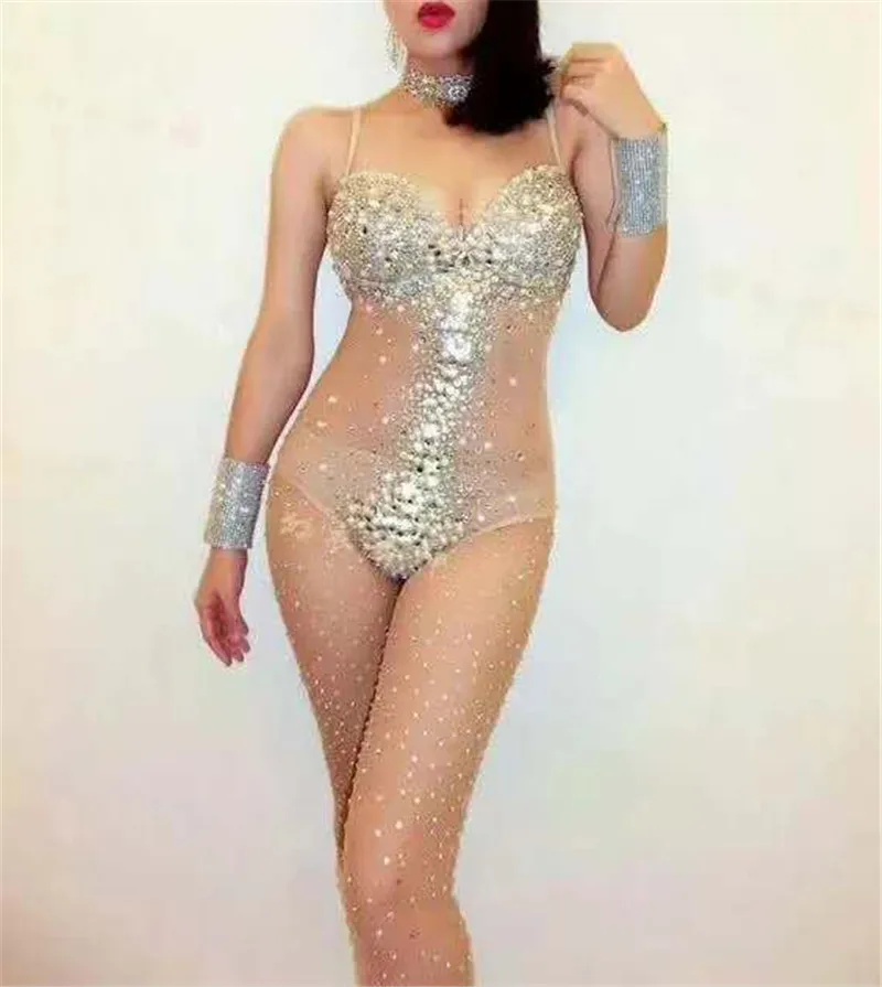Apricot Top Quality Celebrity Strap Beading Sexy Women's Bodysuits Prom Party Bikinis