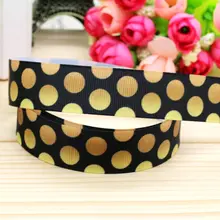 7/8 ''Бесплатная доставка Золотой Цвет узор в горошек grosgrain