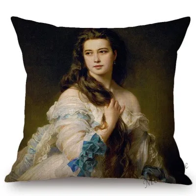 T305-5 Franz Xaver Winterhalter рококо Королевский суд Принцесса Королева красивая леди Портрет маслом диван наволочка чехол для подушки - Цвет: T305-5