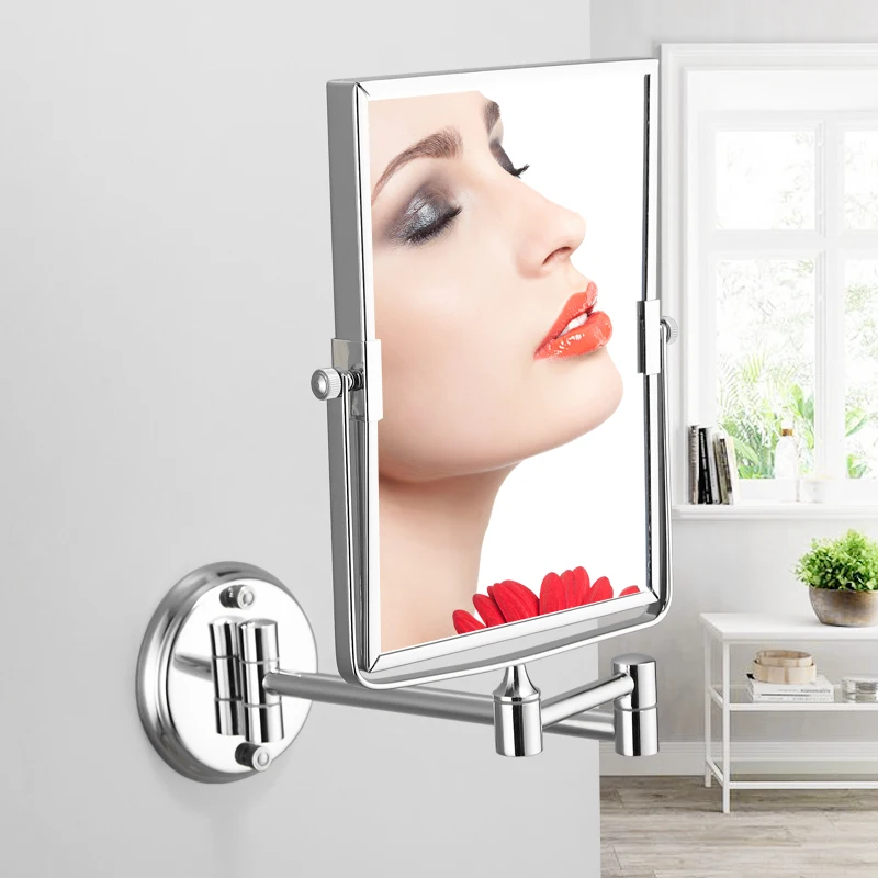 Ванная комната зеркала Нержавеющая сталь квадратный раскладной Make Up зеркала 3x увеличительное двойной удлинитель 2-лицевая сторона косметическое зеркало