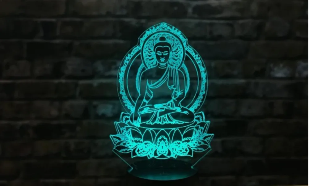 Sakyamuni Будда 3D иллюзия Лампа Usb сенсорный дистанционный Bluetooth динамик светодиодный