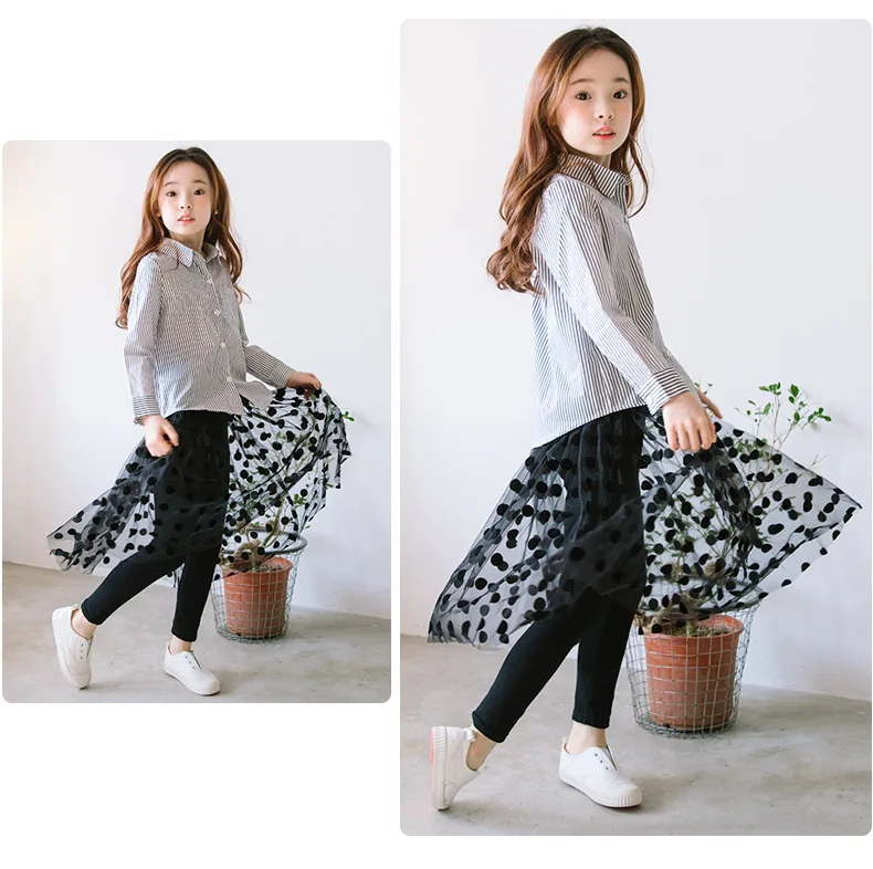 Юбка для маленьких девочек длинная юбка-пачка в черный горошек сетчатая юбка