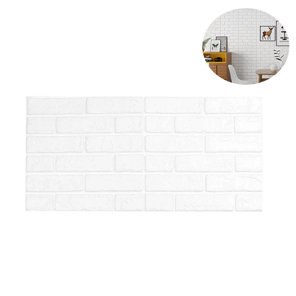 White 3D кирпичная текстурированная настенная наклейка, настенные панели, наклейки, самоклеющиеся водонепроницаемые обои из пены для ТВ, дивана, фона, художественный декор стен - Цвет: White