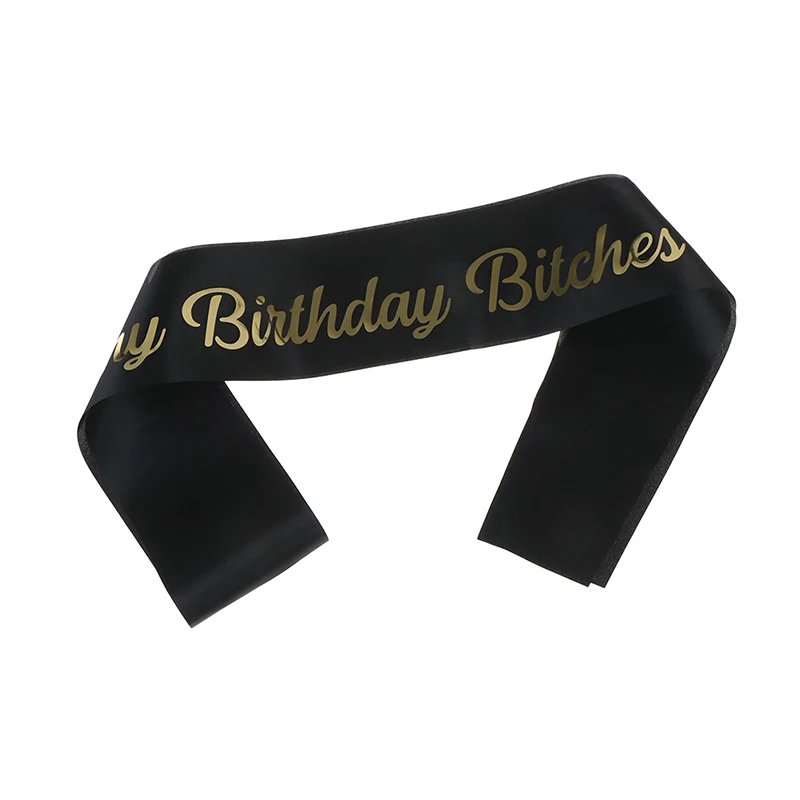 Черно белый атласный пояс It's My Birthday Bitches 1 шт.|Украшения своими руками для