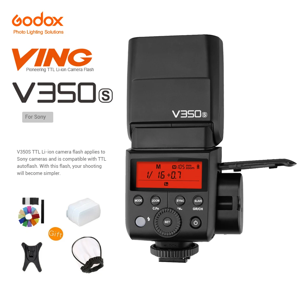 Мини литий ионный аккумулятор Godox V350S TTL HSS 1/8000s Speedlite GN36 светильник для камеры Sony