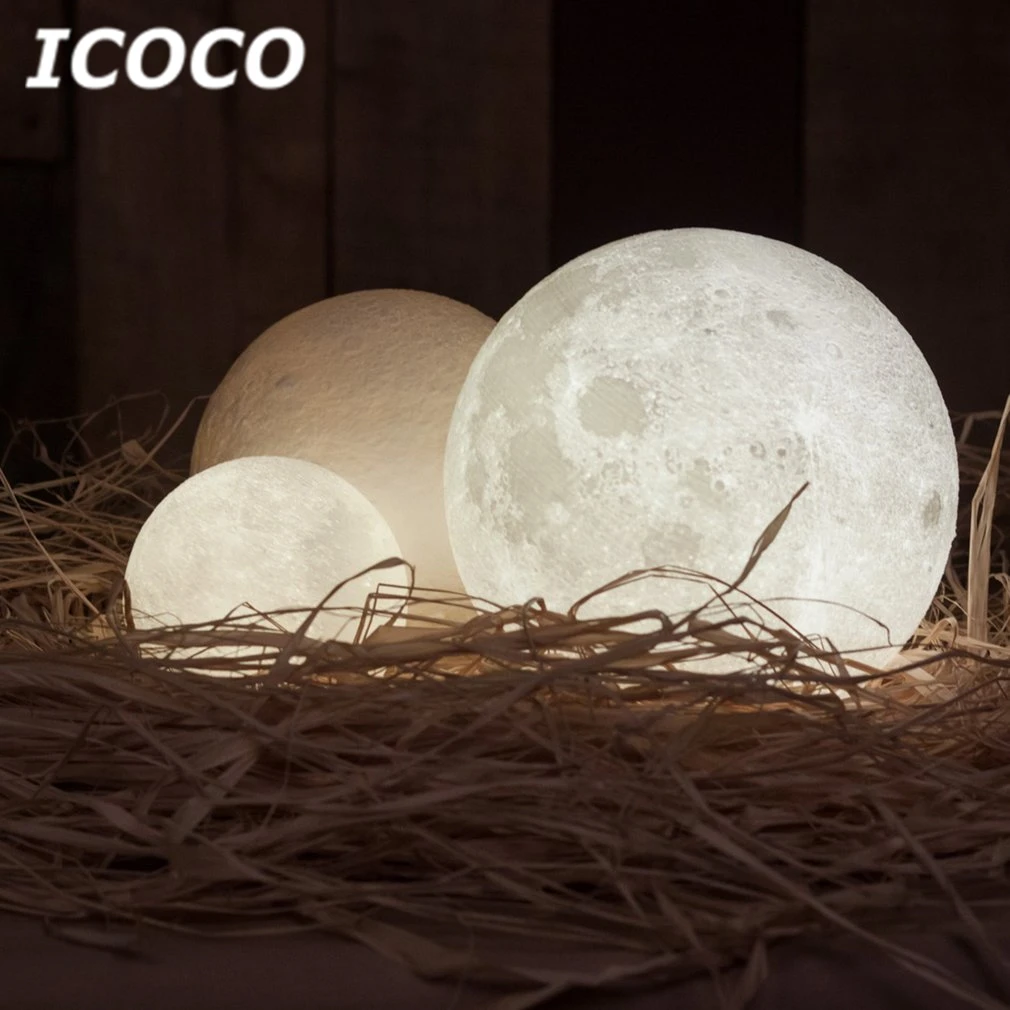 Лампа ICOCO в виде Луны с 3D рисунком светодиодный ночсветильник сенсорным