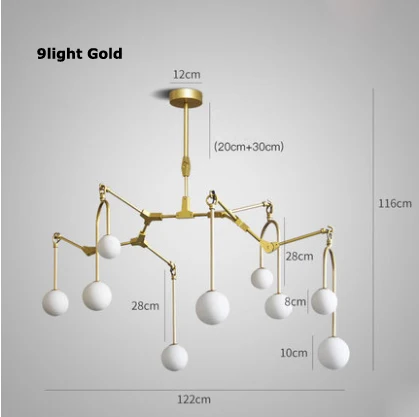 9light gold G4 светодиодный железные в стиле постмодерн стеклянный золотой черный дизайнерский светодиодный светильник. Подвесной светильник s. Подвесной светильник. Подвесной светильник для столовой - Цвет корпуса: 9light gold