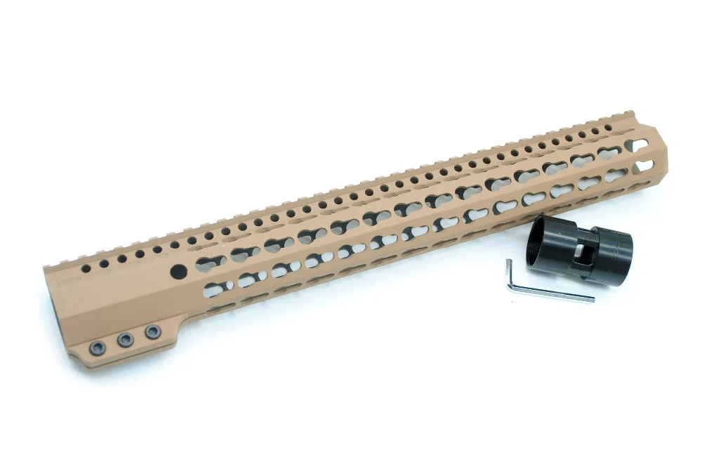 TriRock 15-дюймовый зажимной стиль Keymod/M-lok Handguard Rail Picatinny Mount System Fit. 223/5. 56_Tan цветная
