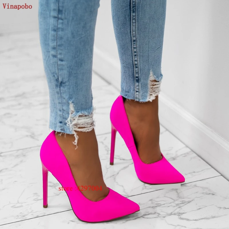 Туфли-лодочки женские атласные Шелковый заостренный носок высокий каблук