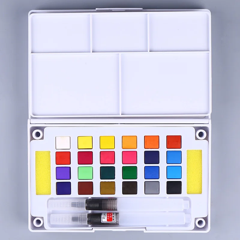 24 colors 18/24/36 Цвета пигмент Твердые акварельные набор красок профессиональная Палетка с Кисть для акварели набор краски товары для рукоделия - Цвет: 24 colors