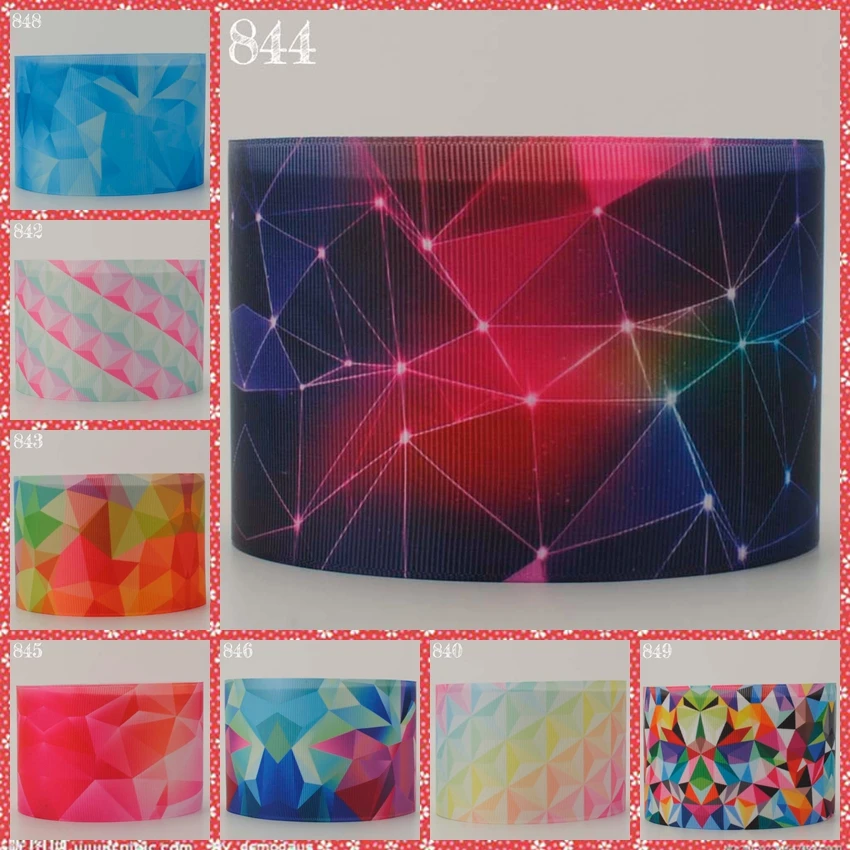 NEW sales 50 yards 3&quot 75mm Colorful diamond ribbon printed grosgrain free shipping DIY | Дом и сад