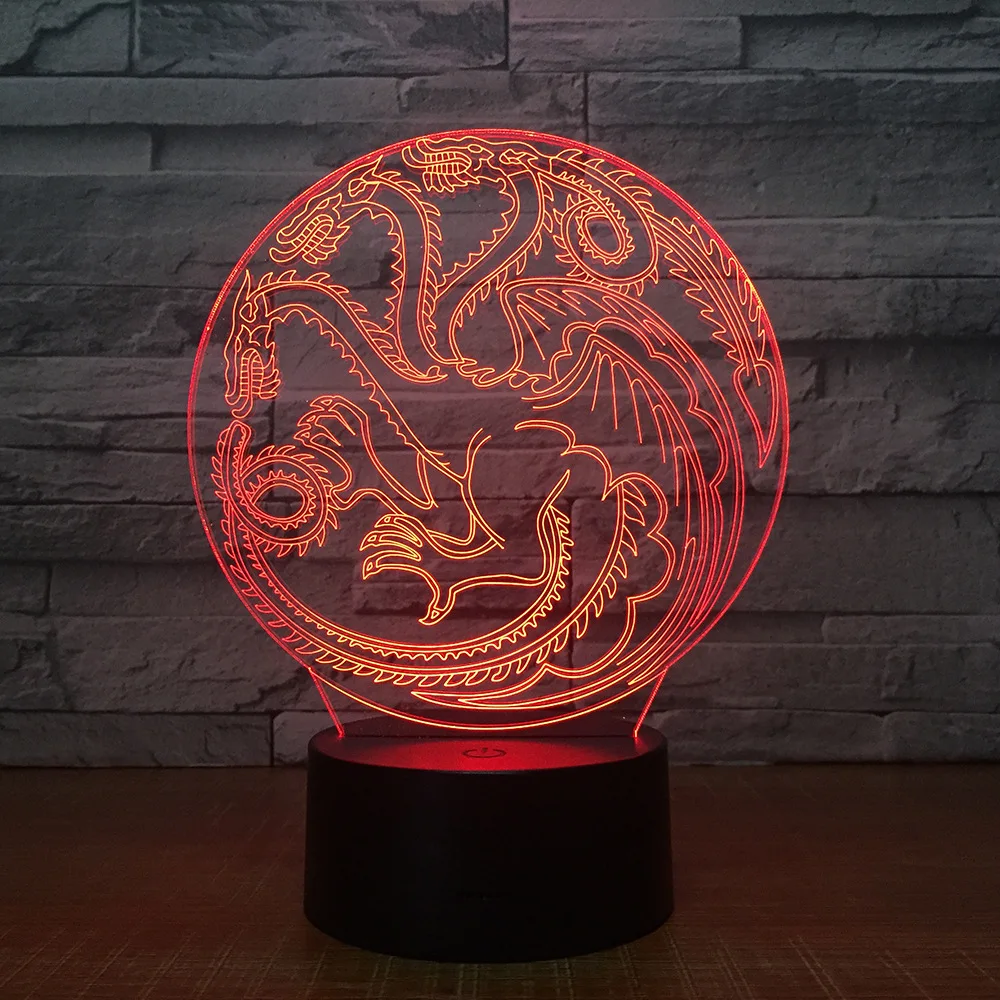 Круглый 3d светильник Dragon Totem 7 цветов светодиодные ночные светильники сенсорный