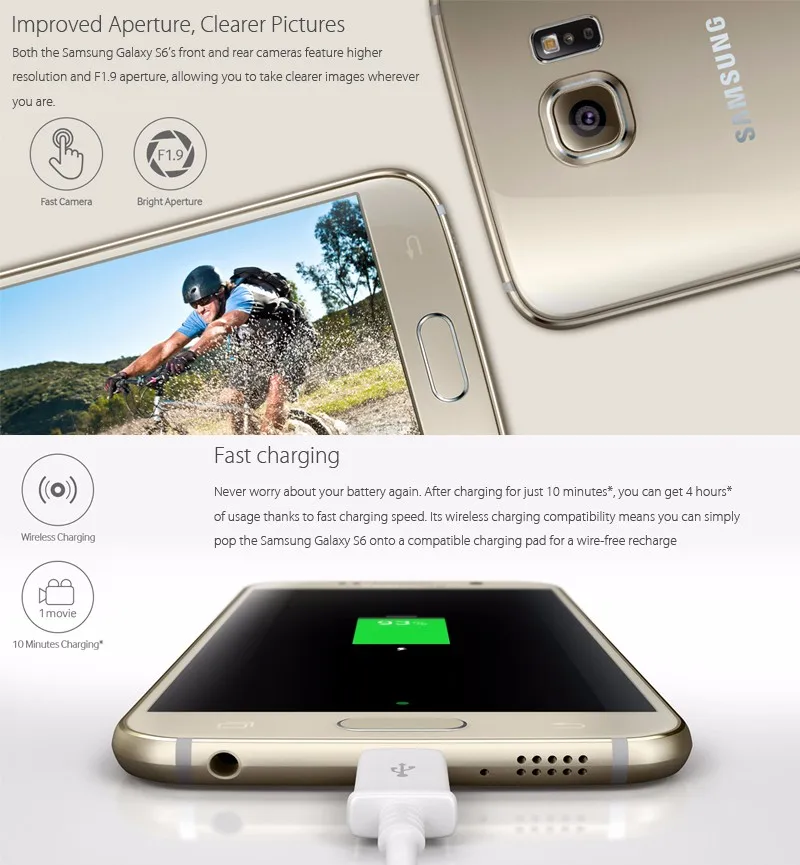 Разблокированный мобильный телефон samsung Galaxy S6 G920V/S6 G920F/S6 Edge G925F 5,1 дюймов 16,0 Мп 3 ГБ ОЗУ Восьмиядерный LTE NFC Android