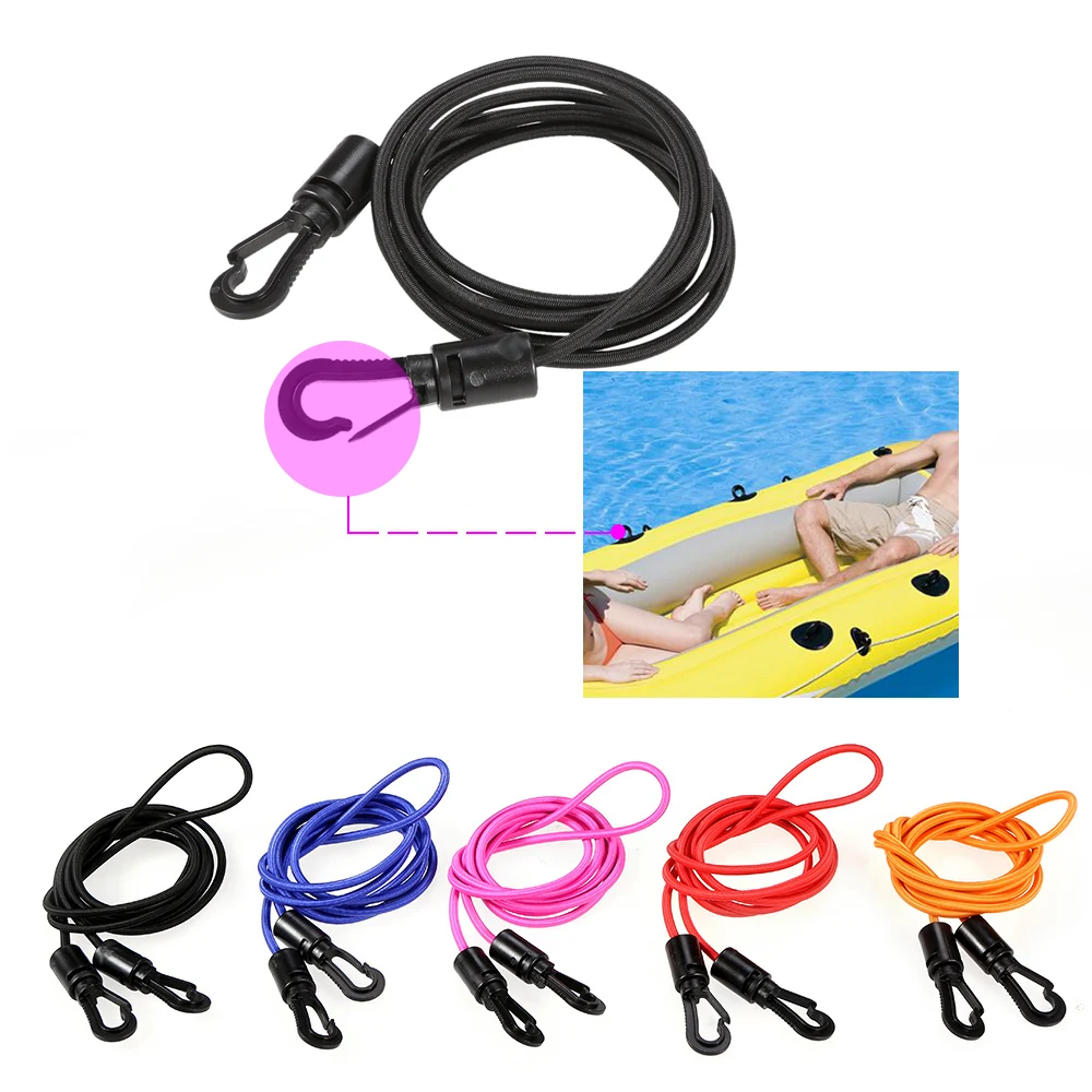 

1.5M 4MM Surfboard Paddle Leash Surfing Foot Leash Rope Kayak Canoe Rowing Boats Elastic Bungee Cord Hook Tie Down Rope Lanyard
