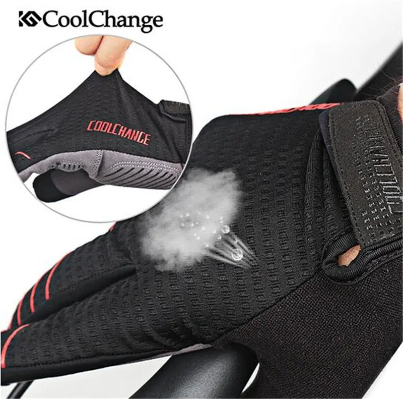Велосипедные перчатки CoolChange губчатые с длинными пальцами спортивные для