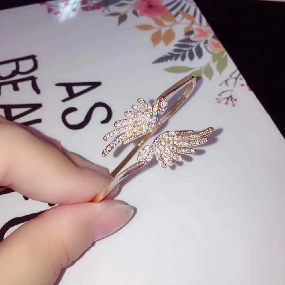 HIBRIDE новый микро CZ Pave перо Форма браслеты на запястье и Браслеты Pulseiras для женщин