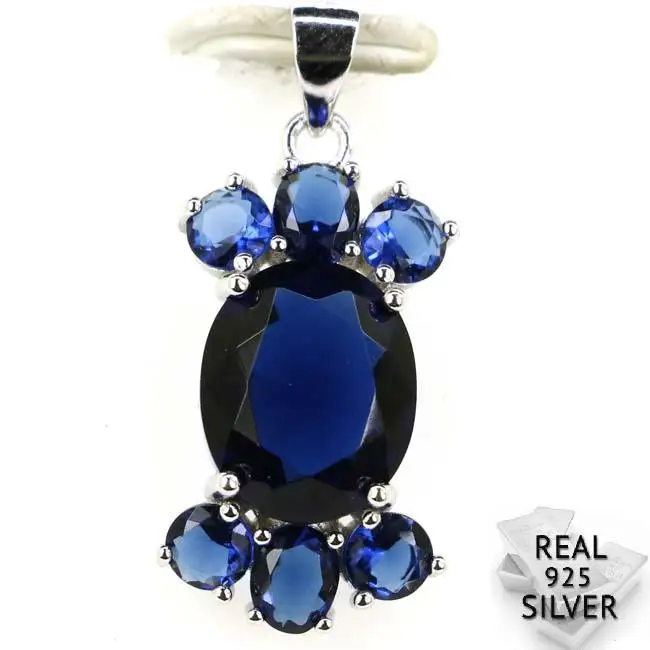 

Гарантия 925 твердого стерлингового серебра 2,8g Deluxe создан Танзанит женская подвеска 28x13mm