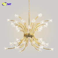 fumat gold glass flower k9 crystal stainess steel led pendant lighting luxury minimalist personality lustres clear crystal lamp